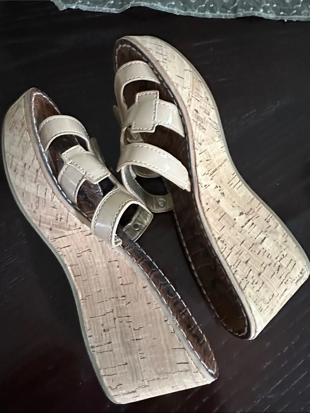 Sam Edelman Beige Brown Platform Slide Sandals
